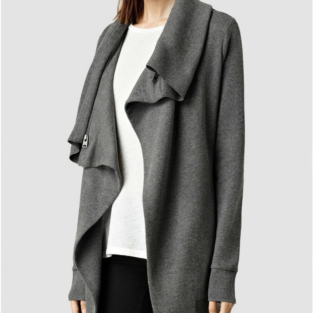 Allsaints Gray Dahlia Sweatshirt Cardigan Size M
